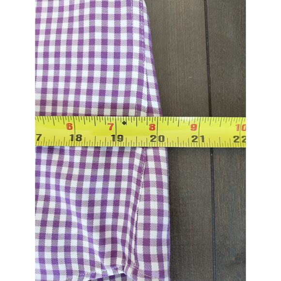 Peter Millar Mens Medium Shirt Purple Gingham Check Long Sleeve Button-Up Cotton - Picture 7 of 8